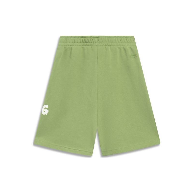 Li Ning Sports Lifestyle Series Fashion Print Letter Knitted Relaxed Shorts Women Shorts Aip-Green AKSU698-3