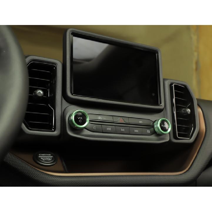 2PCS Center Console Audio Switch Knob Trim Ring For Bronco Sport -2025 Green