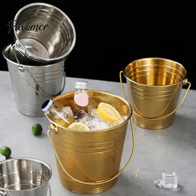 Easy Clean Ice Bucket Stainless Steel Bucket, with Handle Portable Beverage Tub, Mirror Heavy Duty Polished Durable for Bars Parties KTV Cooler