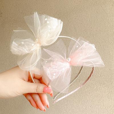Prinses Roos Tule Haarband met Strik & Parelmoer, Glanzende Haarband voor Meisjes, Kinder Haaraccessoires