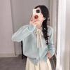 Soft Korean Style Lace Tie Bow Knit Cardigan Women - Sweet Heart Button Round Neck Sweater Jacket Winter