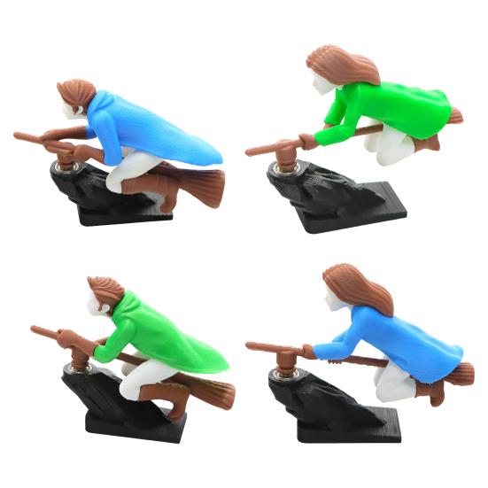 Koště čarodějnice Ozdoba na palubní desku auta Pohybem aktivovaná Driftová dekorace pro fanoušky čarodějnic a kouzelníků Zábavná pohyblivá hračka na čelní sklo