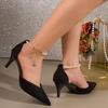 Französische Wildleder Stiletto Mary Jane Schuhe mit Perlenschnalle für Damen 2025 Neu Sommer Elegant Kleid Party Geschlossene Zehen Hohe Absätze Übergröße