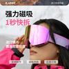 KAROS Magnetic ski goggles, double-layer anti-fog, large cylindrical lenses, anti-glare ski goggles, compatible with prescription lenses