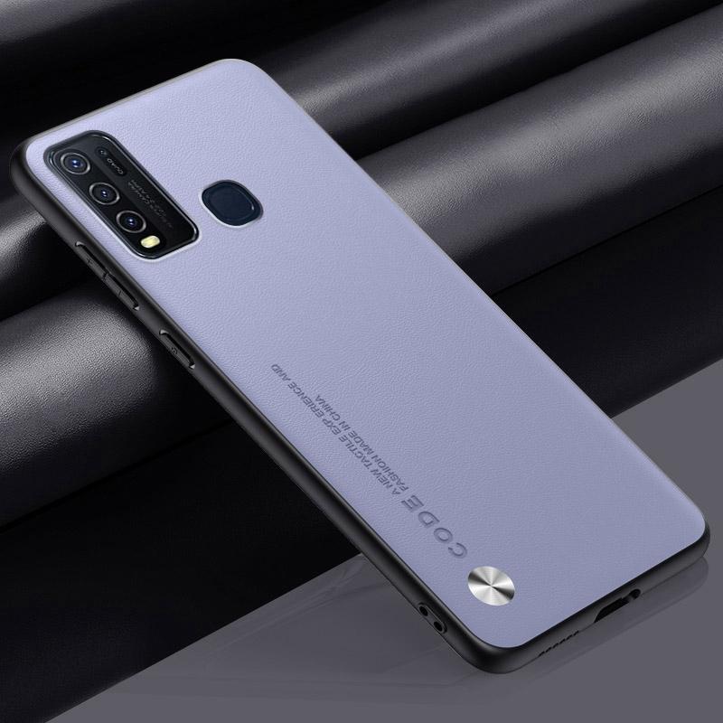 

Розкішний чохол з PU шкіри для Vivo Y30 Y50 Задня кришка Матовий силіконовий чохол з ТПУ Протиударний захист Чохол для телефону для Vivo 1938 1935 Coque For Vivo Y50 світло-фіолетового кольору