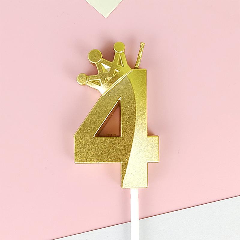 1 Pc Gold Crown Digital Candle Number Birthday Cake Candle Kids Birthday Party Wedding Cake Candle 0-9 Number Candle