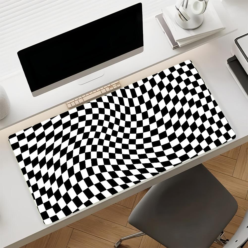 Black And White Checkered Mouse Pad Nonslip Rubber Computer Mat Gamer Balance Decoracion Deskmat Laptop Office Large