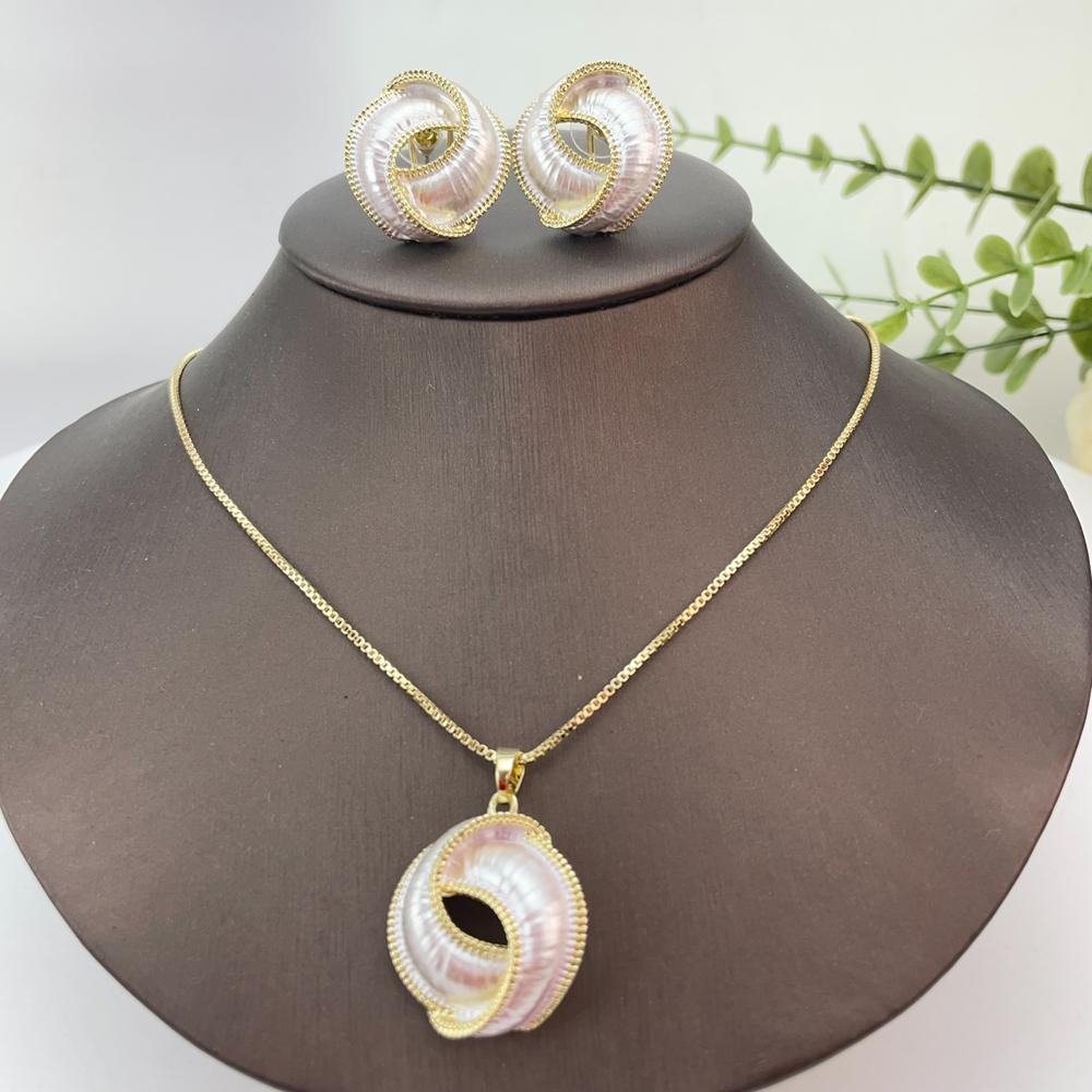 Gold Trim Gradient Enamel Spiral Jewelry Set Women Necklace Earring Fresh Retro Party Accessory KY25437