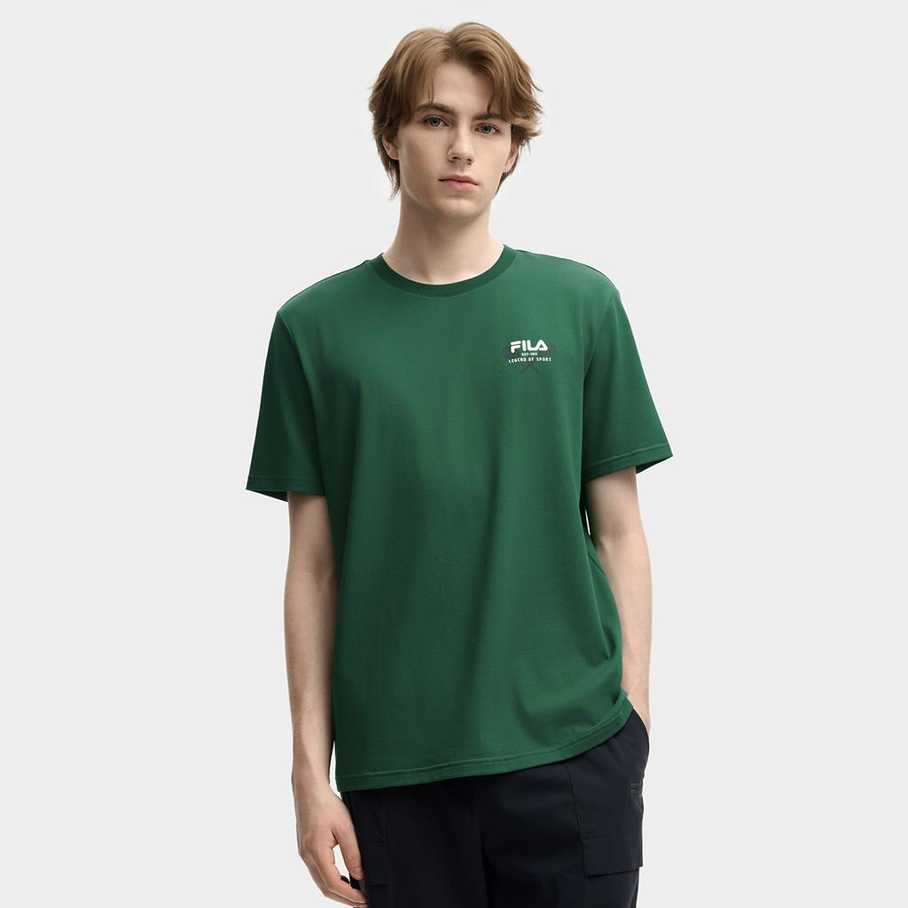 FILA Original Back Logo Printed Fashion Trendy Comfortable Casual Short Sleeve T-Shirt Men Tops F11M539106F-GN
