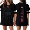 Womens Short Sleeve V Neck Oversized T Shirt 1776 2026 USA Letter Print Loose Fit Top Flag Graphic Tee