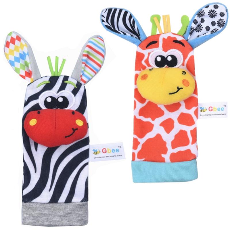 Baby Rattle Socks Toys For Newborn 0 12 Months Play Animal Socks Wrist Strap Rattle Infant Foot Socks Bug Babies Accessory