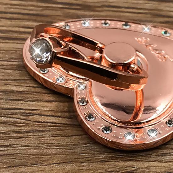 Finger Ring Holder Degree Rotation Metal Universal 360 Rhinestone Heart Shape Mobile Phone