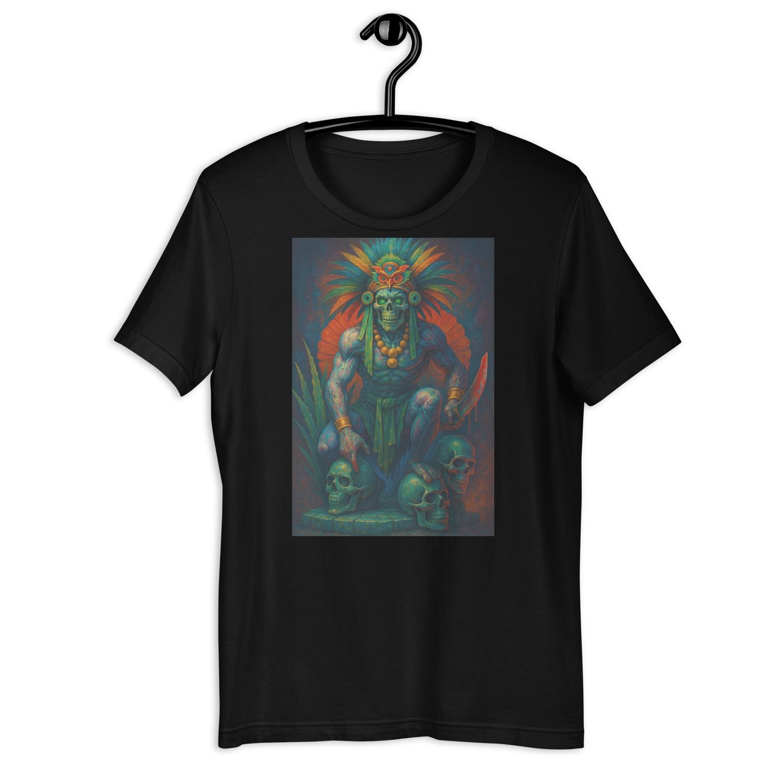 Aztec Warrior Skull Dark Mexico Tribal Ancient Chicano Graphic T-Shirt S