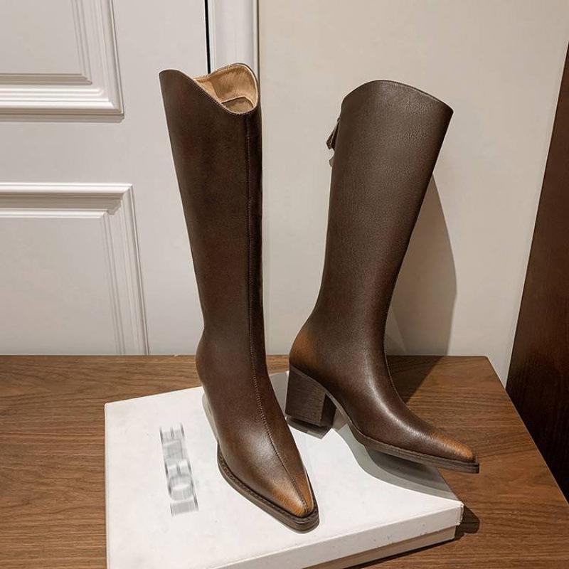 Podzimní a zimní dámské kožené boty kožené velká velikost dámské boty zadní zip martinky nové gumová podrážka kulatá špička vysoké boty ženy