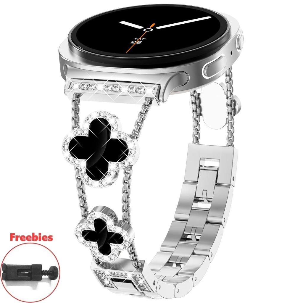 Diamantarmband für Samsung Galaxy Watch8 44mm 40mm Kleeblatt-Design Luxus Damen Ultra 47mm Armband für Samsung Galaxy 8 Classic 46mm Correa