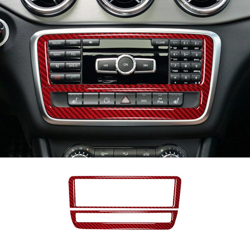 Real Carbon Fiber For Mercedes Benz CLA 2014-2018 Car Console CD Panel Frame Decoration Sticker Car Interior Accessories