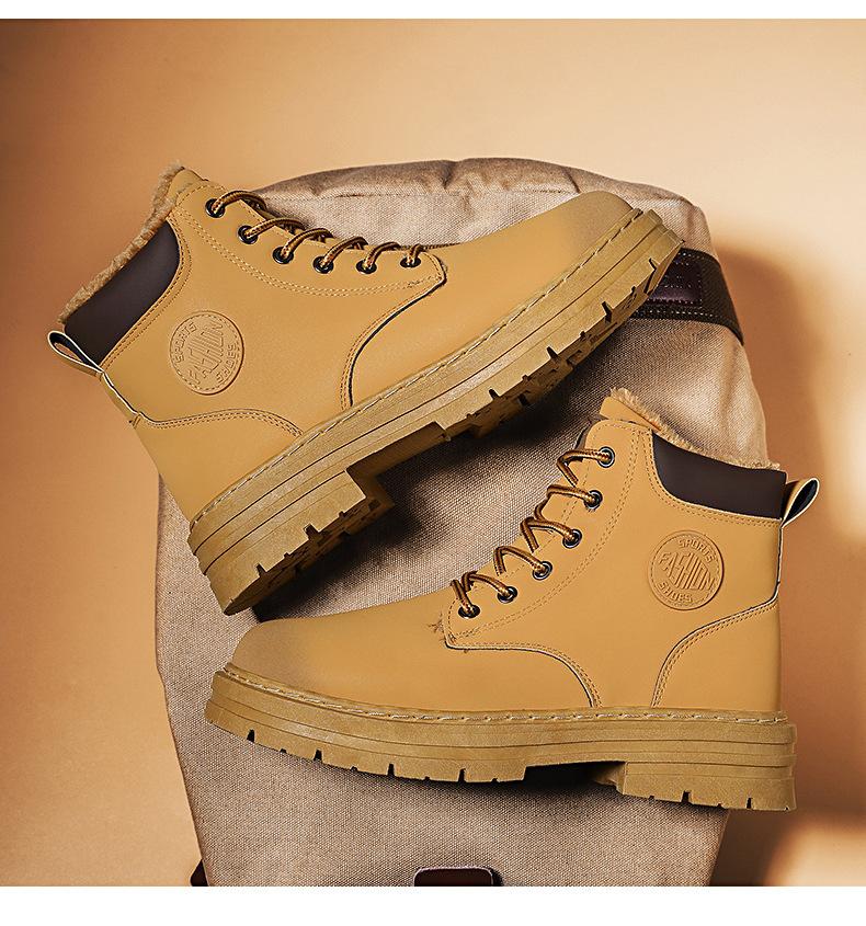 Fleece Martin boots men's shoes winter high-top British boots men's cotton shoes thickened warm snow boots