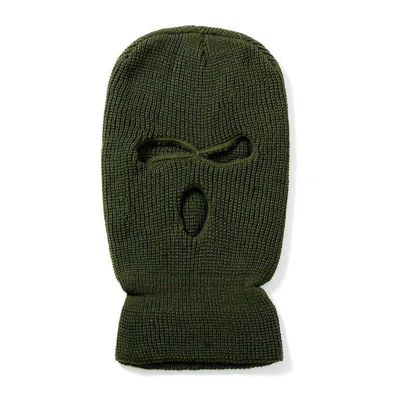 Hot Sale Unisex Balaclava Full Cover Style Ski Mask Hat 3 Holes Winter Hat Tactical Windproof Ribbed Knit Beanie Winter Warm Cap