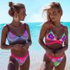 Women Print Swimwear Swimsuit Brazilian Bikini Set Criss Cross BackTwo Piece Bathing Suit
