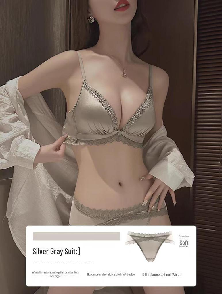 Front Buckle Bra Set for Women with Small Breasts: Lift and Enhance, No Steel Ring, Beautiful Back Design