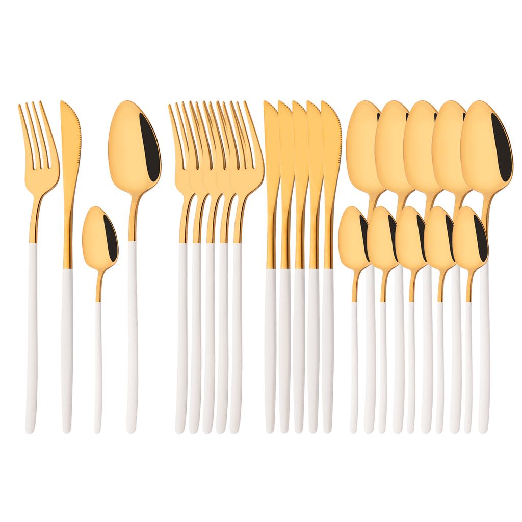 Rainbow 18/10 Stainless Steel Dinnerware Set Kitchen Flatware Tableware Sets Knife Fork Spoon Tea Spoon Cutlery Set Service for 6