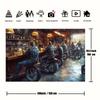 Biker Pub Szene Wandteppich Retro Motorradfahrer Wanddekoration für Man Cave