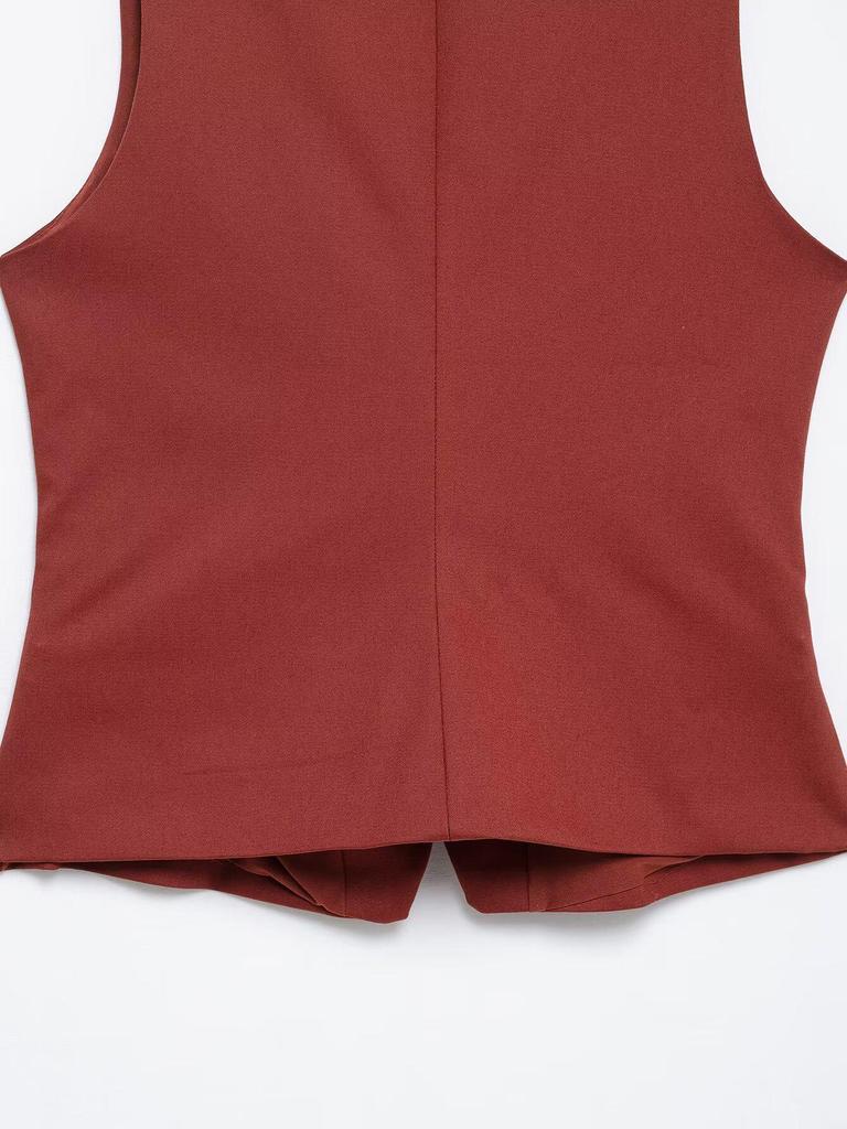 TAOP&ZA Spring/Summer Women's Double-Breasted Square Neck Slim Sleeveless Vest Top