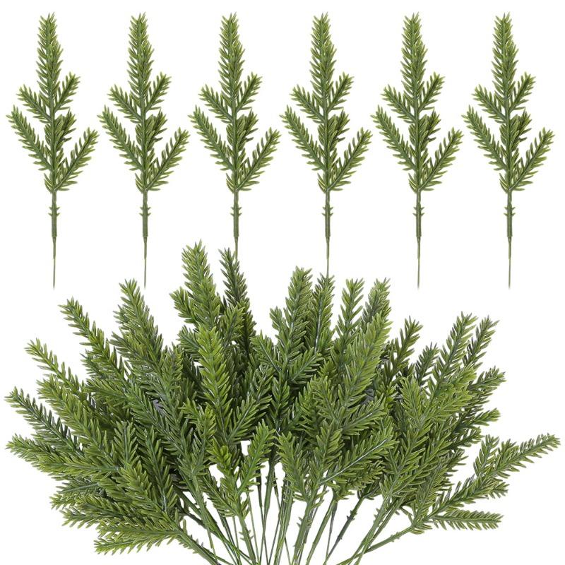 200/1x Artificial Plants Pine Branches DIY Garland Wreath Christmas Pendant Fake Greenery Evergreen Pine Stems Xmas Decoration