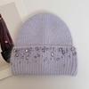 Knitted Hat Women's Winter Thickened Warm Ear Protection Hat Rhinestone Wool Hat Winter Hats for Women, Beanies for Women, Hats for Women Winter