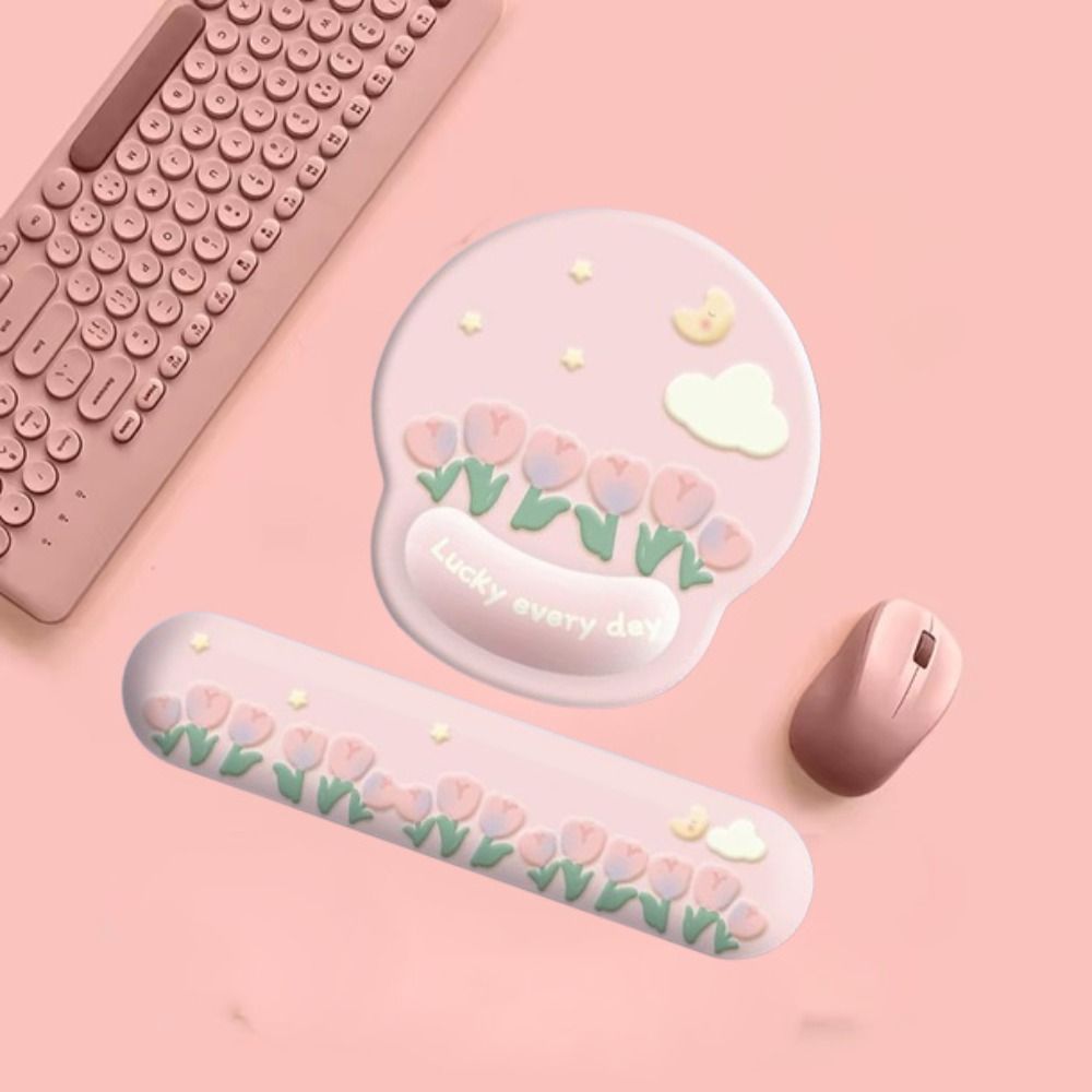 Non-Slip Wrist Rest Mouse Pad Rubber Base Mouse Wrist Rest Convenient Tulip Mouse Pad  Home Decor