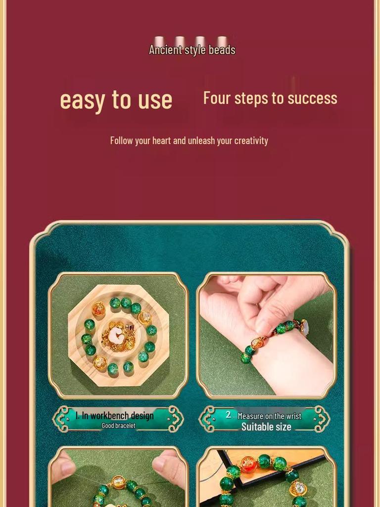 Children's Handcrafted Glass Bead Bracelet DIY Kit - Ancient Style Jewelry Gift