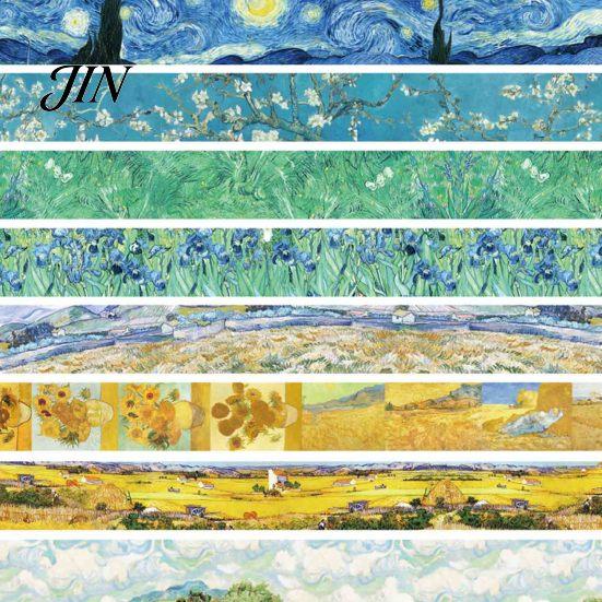 Decorative Paper Tape Washi Tape, Oil Painting Masking Artist Patterns Adhesive Scrapbooking for DIY Crafts, Junk Journal, Gift Wrapping, Supplies