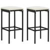 Bar Table Set Poly Rattan Black Wooden Tabletop Steel Frame Stable Seating Cushion Pub Dining Set Us Local Shipping