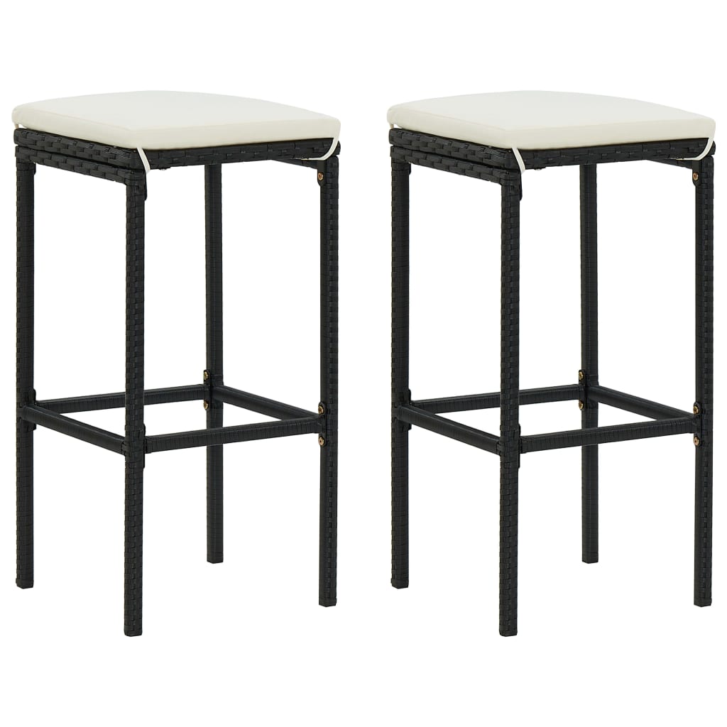 Bar Table Set Poly Rattan Black Wooden Tabletop Steel Frame Stable Seating Cushion Pub Dining Set Us Local Shipping