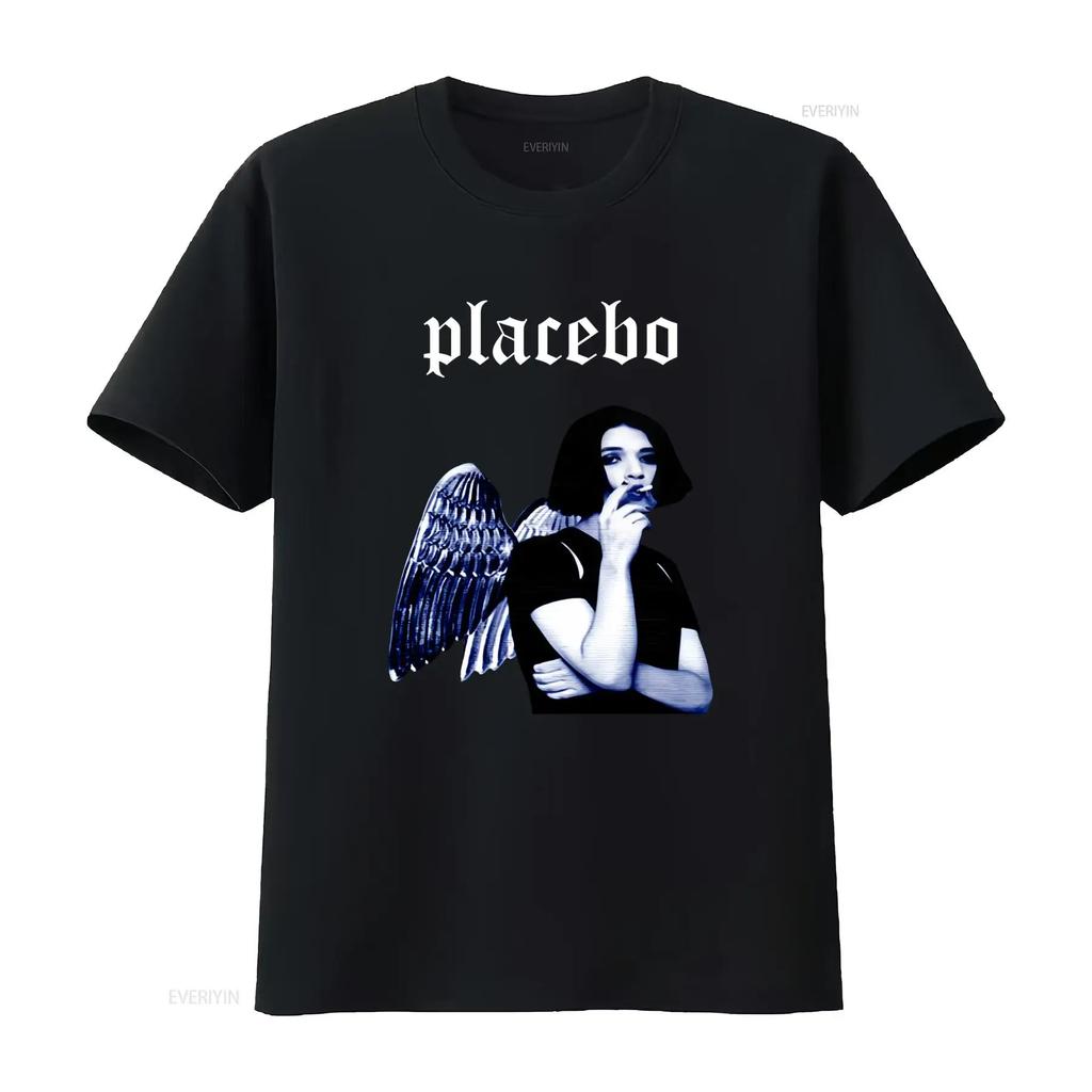 New Placebo Rock Band T Shirt for Fans with Angel Wings Print S 5XL BI04123 Vintage Washed Fashion Graphic Designer Clothes