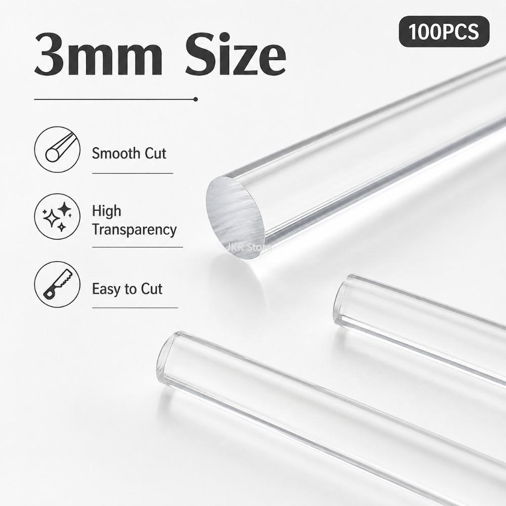 Transparent Acrylic Dowel Sticks 100Pcs 3mm Cake Topper Making Rod DIY Craft Party And Garden Decoration Materials