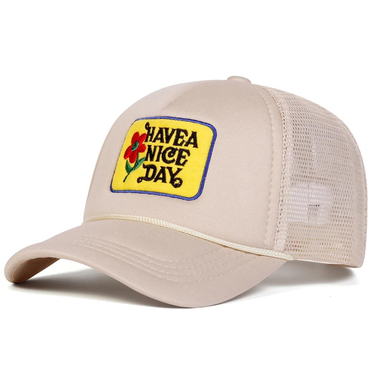 

Unisex HAVEA NICE DAY Rose Embroidery Baseball Net Caps Spring Summer Outdoor Adjustable Casual Hats Sunscreen Hat Sports Cap хаки