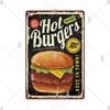 Panneau en étain pour hamburgers, frites, HotDogs, FastFood, Plaque métallique rétro Vintage, affiche en métal, Pizza BBQ pour décoration murale de cuisine