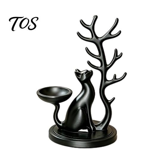 Gifts for Jewelry Lovers Cute Cat Tree Branch Organizer, 3D Printed Earring Bracelet Hair Minimalist Display Tie Storage Holder, Decorative