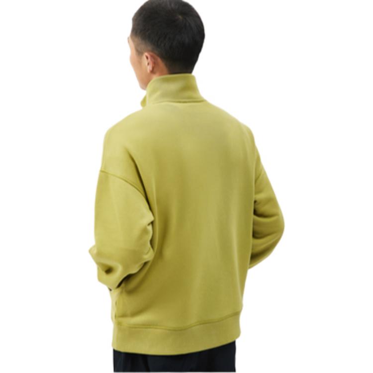 Li Ning Sports Lifestyle Series Solid Color Stand Collar Long Sleeve Pullover Sweatshirt Men Sweatshirt Long-Green-Branch AWDSA05-3