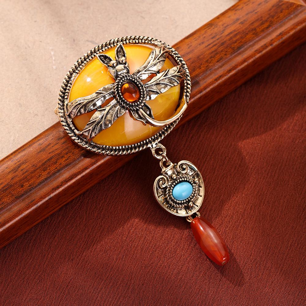 Стрекоза Кисточка Ретро Тяжелая Промышленность Дворцовые Преувеличенные Высококачественные Аксессуары Брошь 5*9CM