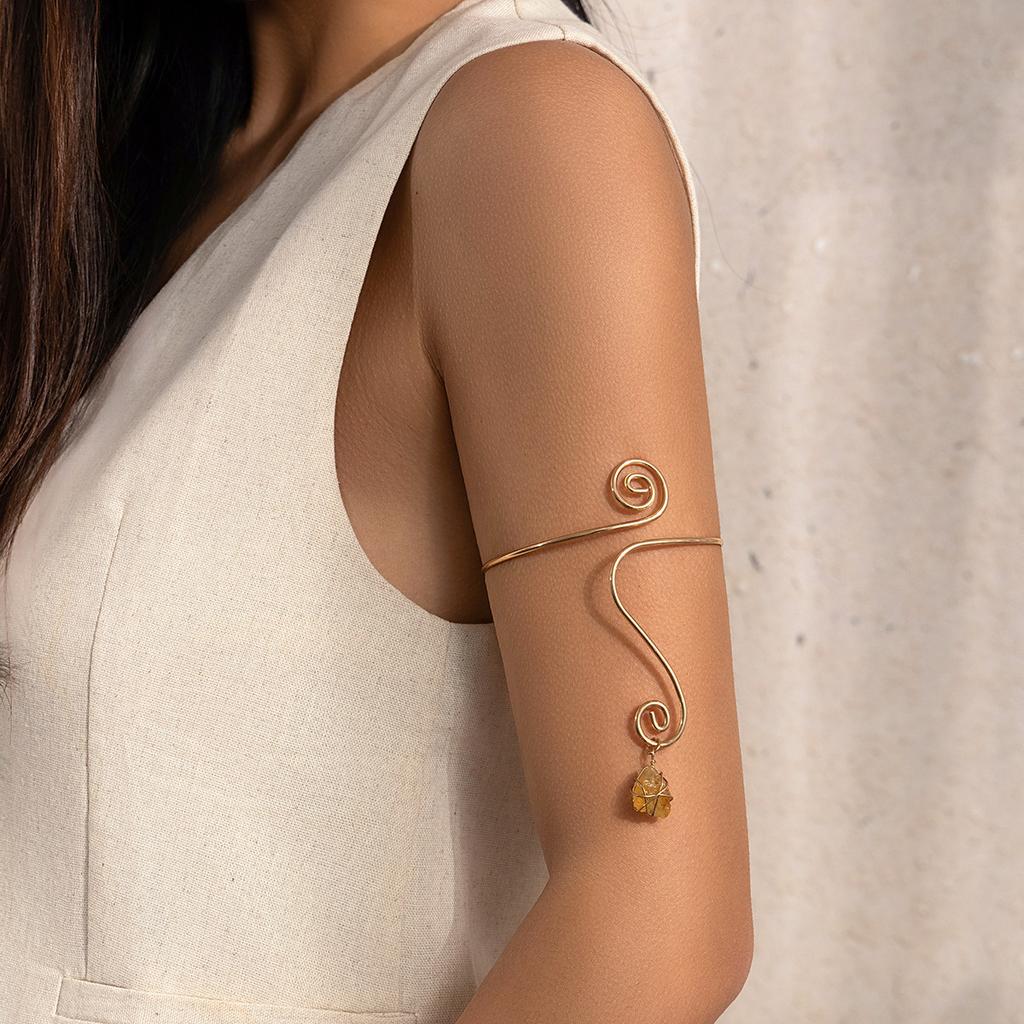 Retro Ethnic Wind Winding Thread Gravel Open Arm Bracelet Arm Chain Personality Hip Hop Snake Bracelet