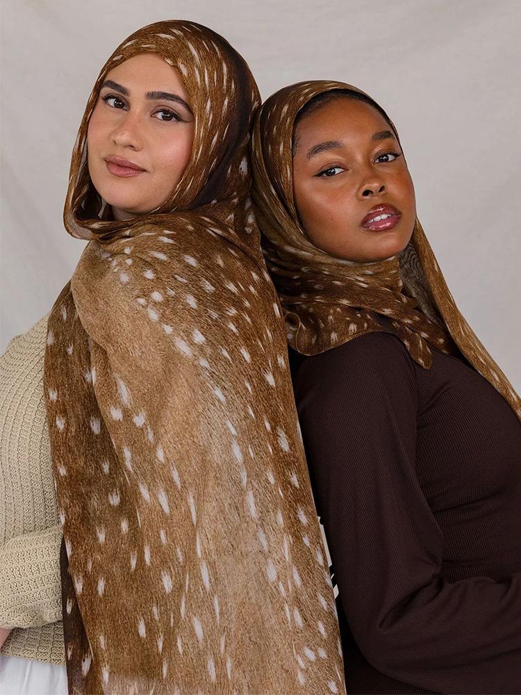 1 Stück Ramadan Hijab für Frauen Leopardenmuster Böhmisch Aquarell Weich Muslimische Hijabs Floral Atmungsaktiver Schal Wickeltuch Kopftuch