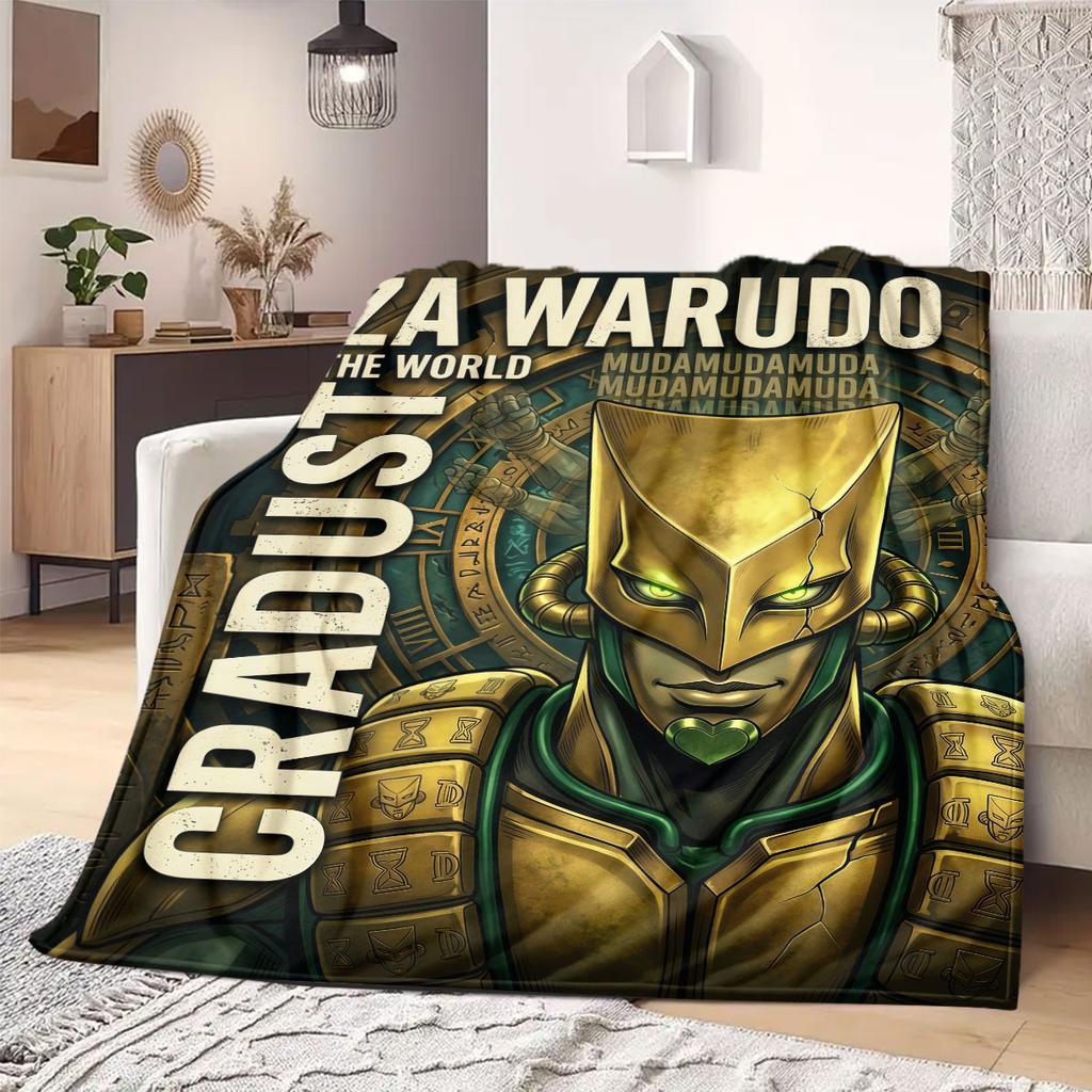 JoJo's Bizarre Adventure Flanelldecke mit Aufdruck, Cartoon-Figuren für das Sofa, Bequeme Schlafzimmerdecke, Reisedecke_LIAN