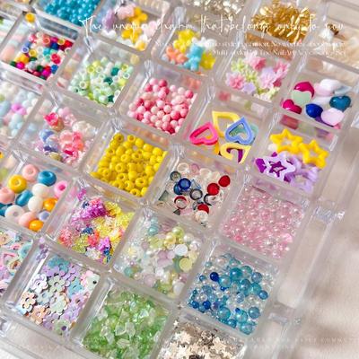 3D Nail Flower Candy Beads 1 Box 12 Grids Mix Colors Sizes Trendy Nail Decor for Teens DIY Manicure Home Salon