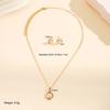 IF ME 3Pcs/Set Zircon Imitation Necklace Earring for Women Elegant Geometry Gold Color Jewelry Set Fashion Party Gift