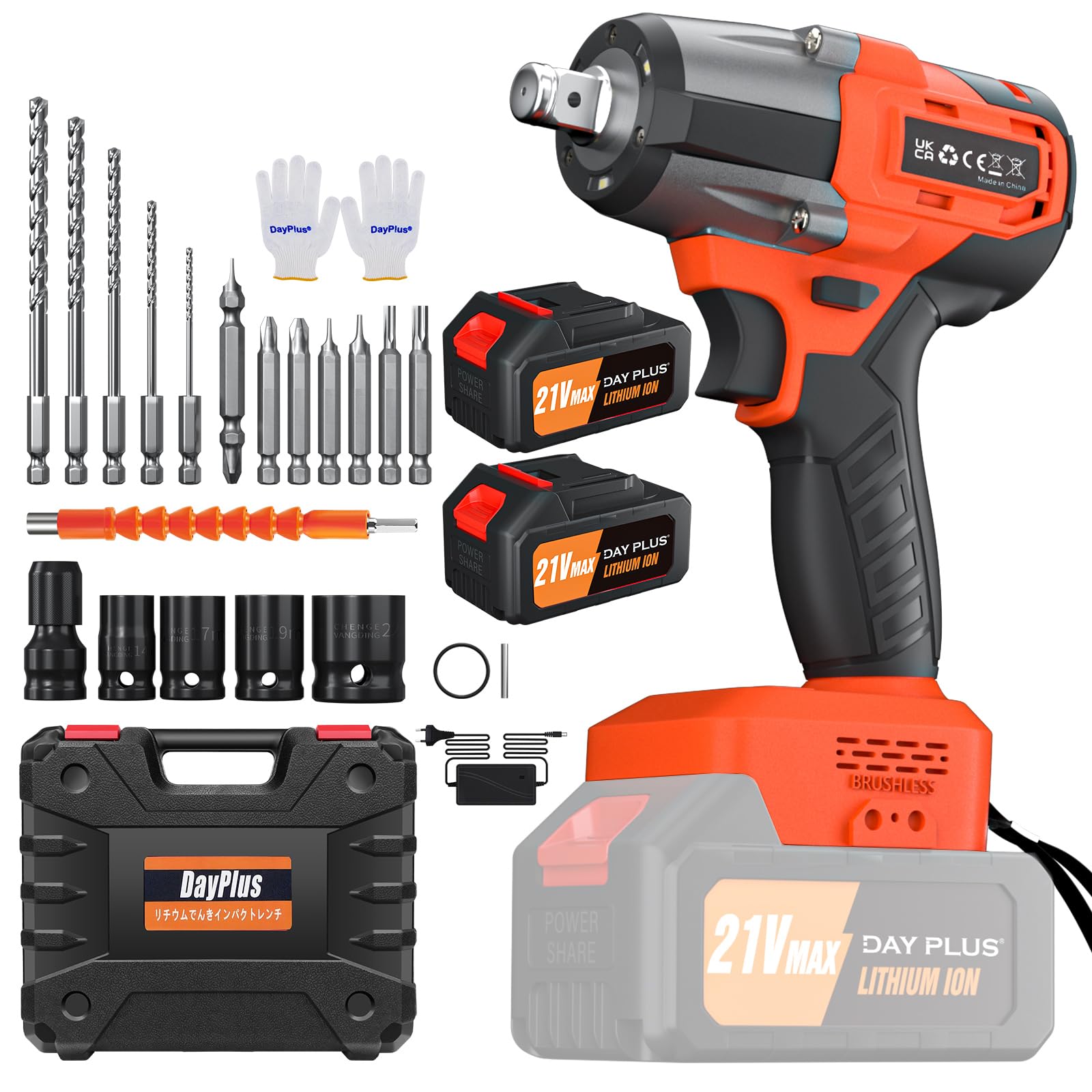 

DayPlus Electric Impact Tire Brushless Powerful Impact of 550 3000 Two Makita LED Auto Variable Automatic Nut Bolt and Discharge Fastening Tool for