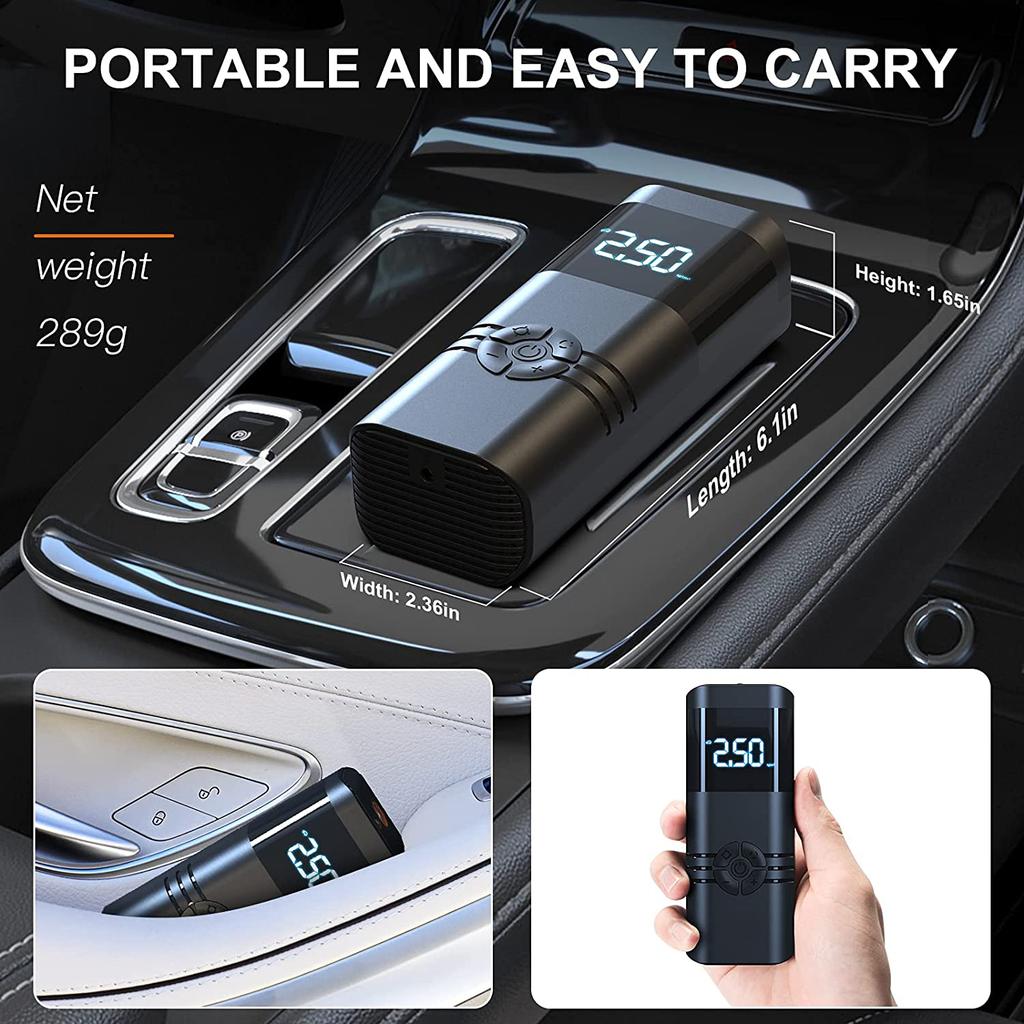 Portable Air Compressor Tire Inflator: 12V DC Auto Tire Pump Car Inflator with Digital Pressure Gauge, Fast Inflation, for Car Tires, Motorcycles