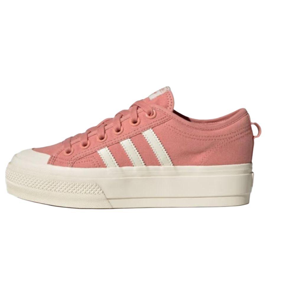 Adidas Originaler Nizza Plattform Komfortable Mote Slitesterke Høydeøkende Lav Topp Lerretssko Dame Sneakers Rosa JQ9149