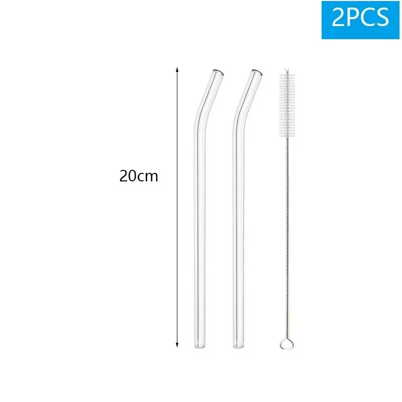 

2/4/8Pcs Glass Straw Set Reusable Drinking Straw Borosilicate Glass Tube Sippy with Brush for Drinks Cocktail Cup Accessories